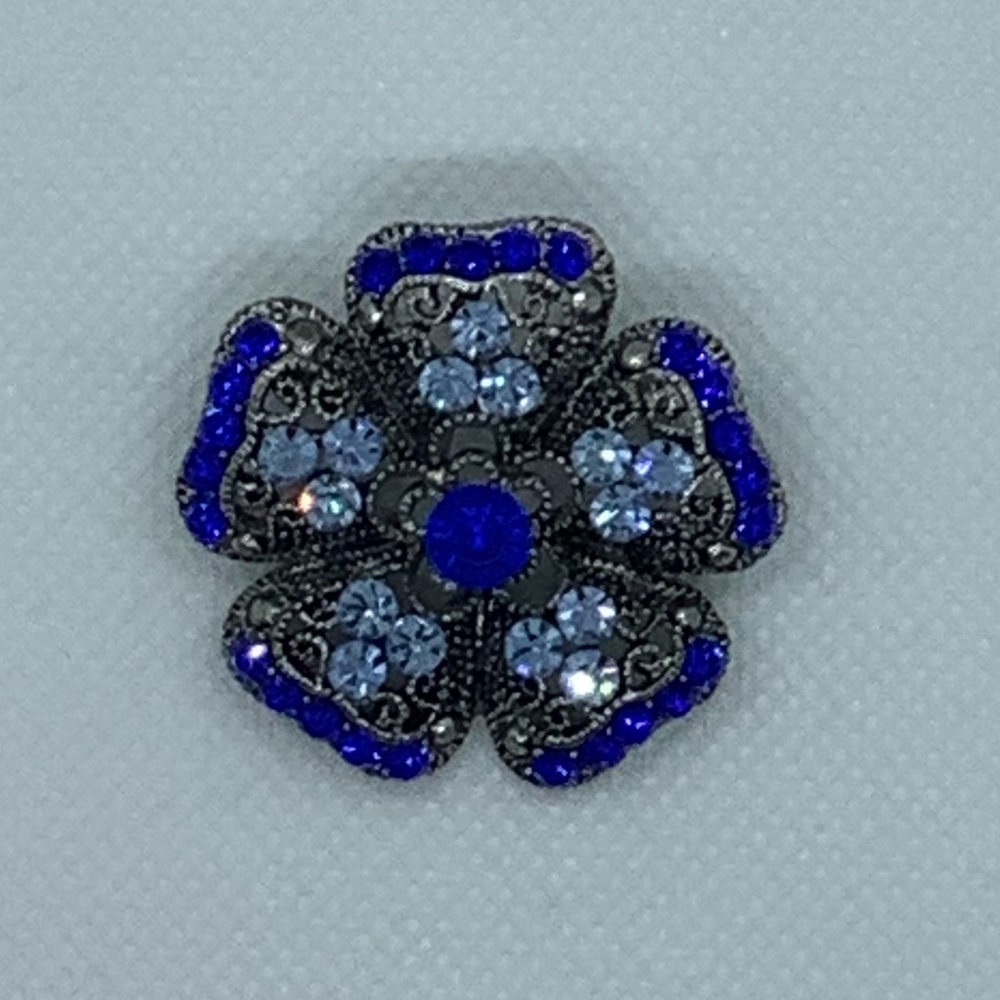 Dark & Light Blue Flower Brooch